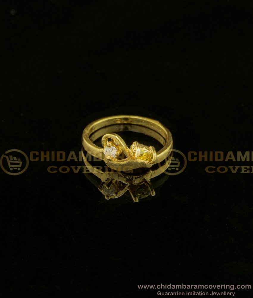 RNG123 - Simple Modern Stone Ring Gold Plated Finger Ring for Girls