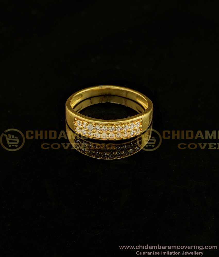 RNG129 - Latest Gold Ring Design Full White Stone Finger Ring Buy Imitation Jewelry Online