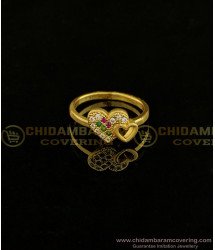 RNG131 - Best Quality Double Heart Shape Multi Stone Ring for Ladies 