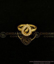 RNG133 - Micro Gold Plated Designer White Stone Gold Ring Design Online