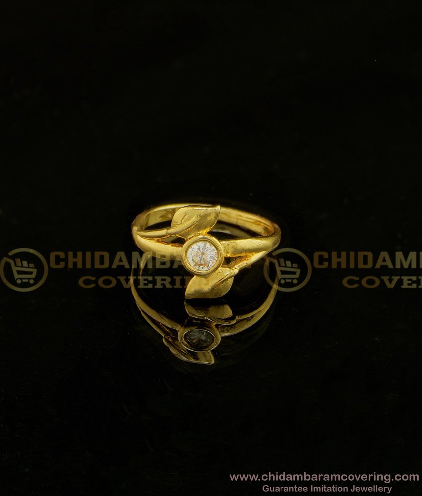 RNG136 - Casting Gold Ring Design White Stone Leaf Model Ladies Imitation Fancy Ring Buy Online 