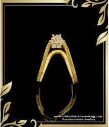 RNG139 - Latest Fashion Gold Ring Design White Stone Vangi Ring One Gram Gold Ring Collections Online 