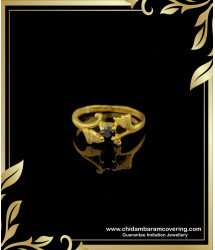 RNG150 - Elegant Black Stone Daily Wear One Gram Gold Finger Ring Online