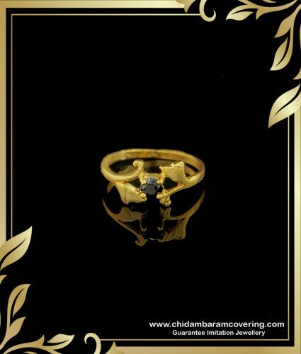 RNG150 - Elegant Black Stone Daily Wear One Gram Gold Finger Ring Online