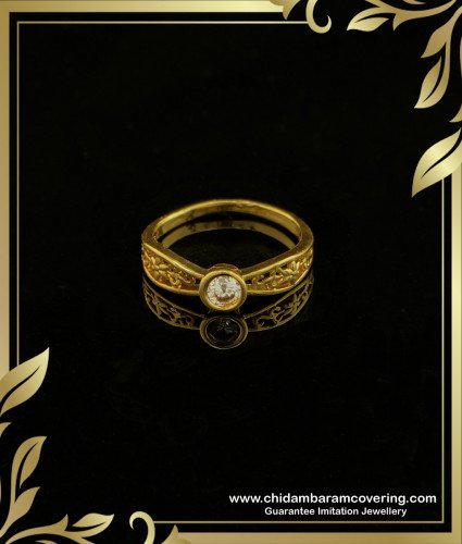 RNG151 - Gorgeous Wedding Ring Design Single White Stone One Gram Gold Jewellery  