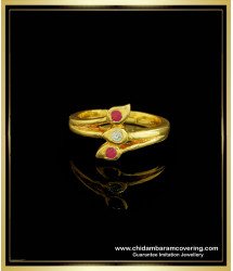 RNG161 - Pure Impon Leaf Design White and Pink Stone Ladies Finger Ring Buy Online