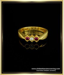 RNG163 – Original Impon Gold Ring Design White and Ruby Stone Panchaloha Rings for Women  