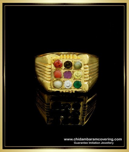RNG167 - Original Impon Gold Plated Natural 9 Stone Navaratna Ring for Men 