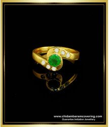 RNG173 - Buy Gold Plated Impon Ring Small Size Emerald Stone Ring Best Piece Online