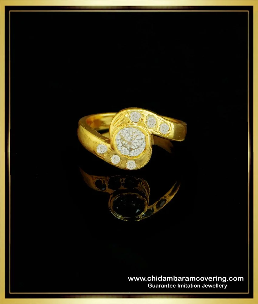 Triangle Frame Stone Studded Modern Designer 22KT Gold Ring