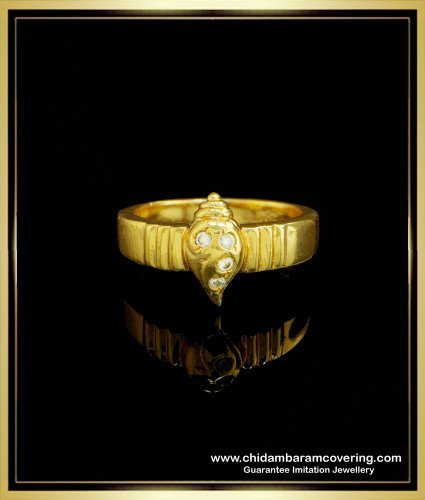 RNG176 - Impon 1 Gram Gold Design Sangu Mothiram White Stone Sangu Ring Buy Online