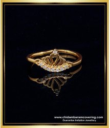 RNG178 - Elegant Light Weight White Stone Crown Ring Design for Girls   
