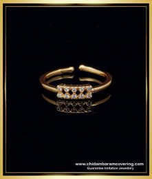 RNG180 - Modern Gold Ring Design for Girls White Stone Adjustable Finger Ring Online  