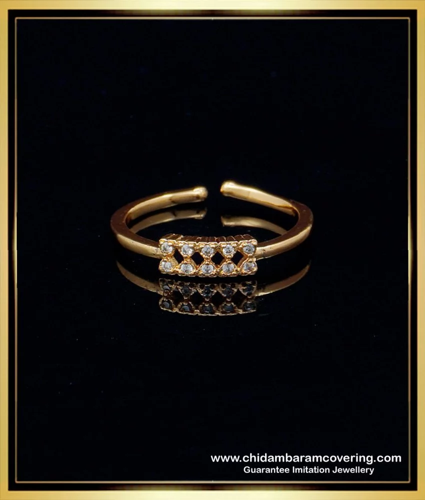Buy Modern Gold Ring Design for Girls White Stone Adjustable Finger ...