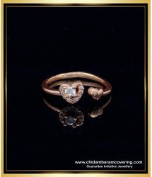 RNG181 - Attractive White Stone Heart Design Rose Gold Cute Ring for Teenage Girl 
