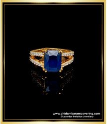RNG202 - Trendy Daily Wear Blue Stone with White Stone Gold Plated Ring Online