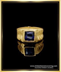 RNG206 - Five Metal One Gram Gold Single Blue Stone Ring for Men 