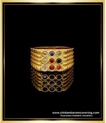 RNG208 - Latest Impon Navaratna Gold Ring Design Gold Plated 9 Stone Ring for Men 