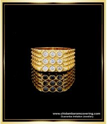 RNG209 - Gold Design White Stone Impon 9 Kal Mothiram for Men