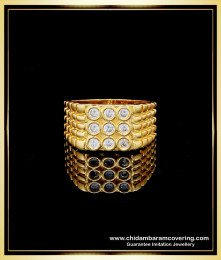 RNG209 - Gold Design White Stone Impon 9 Kal Mothiram for Men
