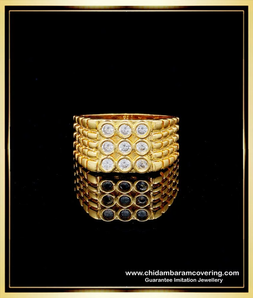 Men's 9-Stone Diamonds 14k Yellow Gold Ring, 13.6MM, Size 9|Amazon.com