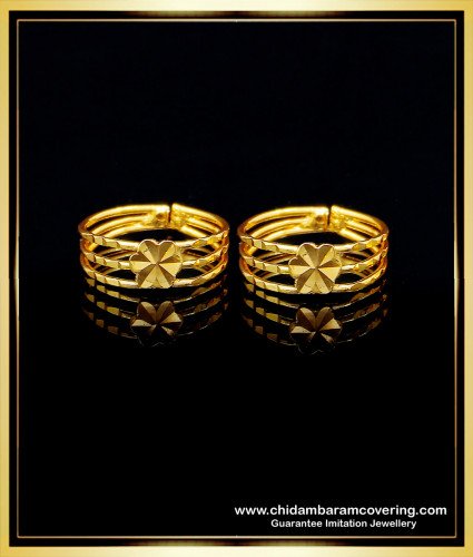 RNG226 - New Model Gold Plated 3 Line Toe Ring Daily Use Adjustable Bichiya Design Online