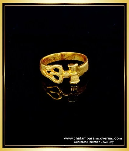 Rasi Kal Mothiram Orange Stone Daily Wear Original Impon Gold Rings FR1188