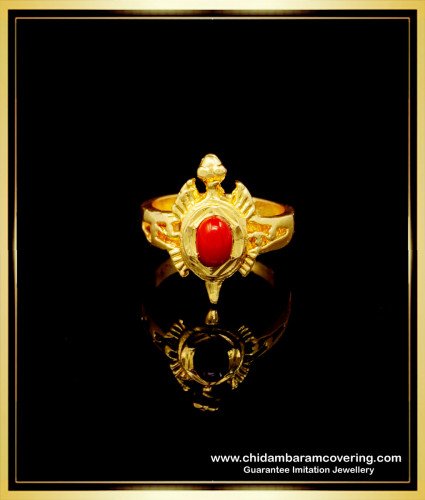 RNG251 - Impon Jewellery Gold Plated Lucky Charm Coral Tortoise Ring Online