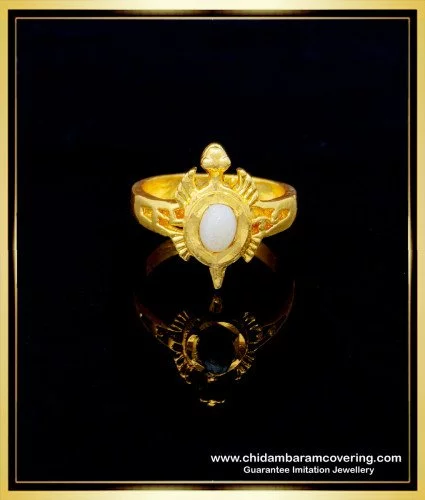 rng252 trendy impon ring gold plated white pearl turtle ring gold design online 1