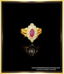 RNG254 - Beautiful Gold Design White and Ruby Stone Impon Ladies Ring Online
