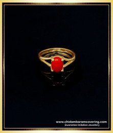 RNG268 - Panchaloha Simple Light Weight Impon Red Coral Gold Ring Designs