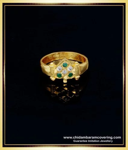 Buy 1 Gram Gold Light Weight Single White Stone Ring Designs for Female