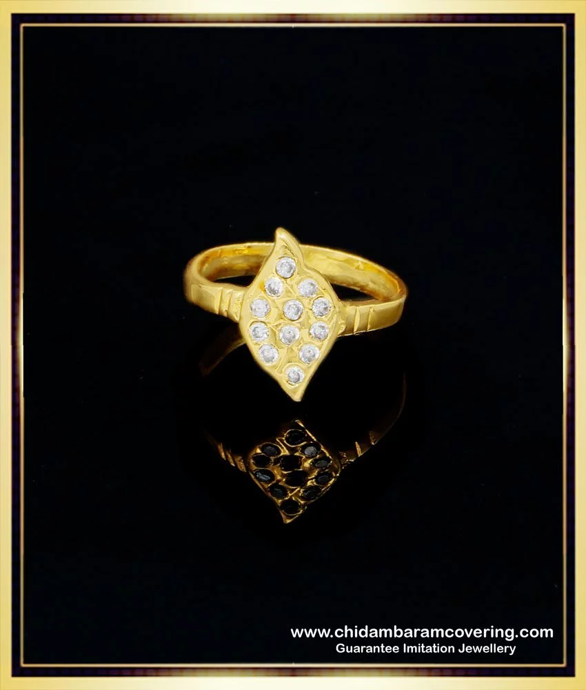 rng272 original impon gold finish cute white stone ladies ring design 1