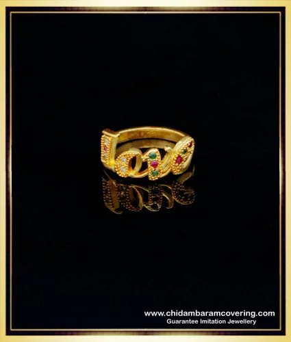 rng273 impon modern gold design multi stone five metal love ring design for girl 1