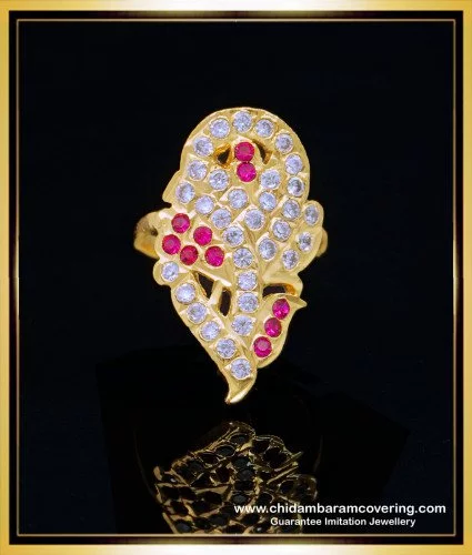 Emerald Stone Gold Impon Finger Rings Buy Online FR1153