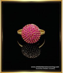 RNG300 - Gold Design Ruby Stone Adjustable Finger Ring Design for Girls