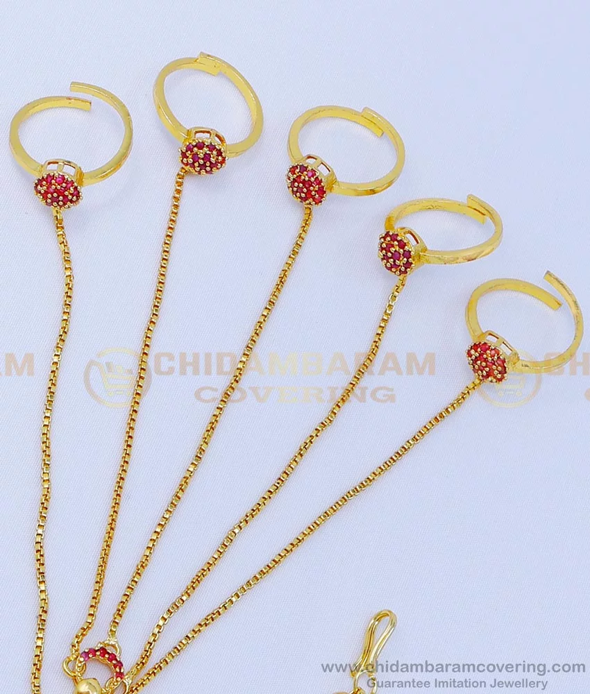 Much More Gold Plated Diamond Haathphool Ring Bracelet