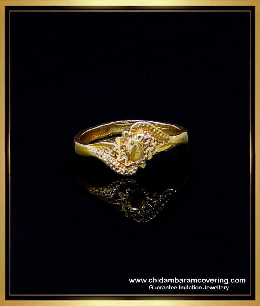 Gold plated pink stone work finger ring