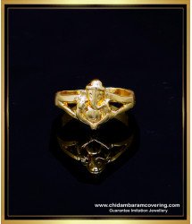 RNG365 - Impon Gold Design Plain Ganesh Ring Gold for Ladies