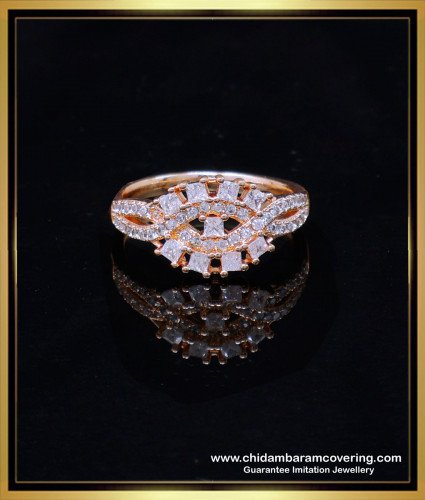 RNG385 - Unique Full White Stone Gold Ring Design for Women