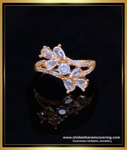 RNG387 - Latest White Stone Gold Diamond Ring Design for Women