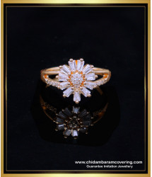 RNG393 - Elegant Fancy White Stone Gold Ring Design for Female