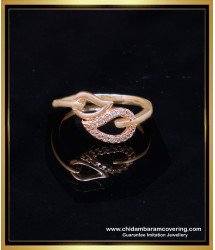 RNG402 - Simple White Stone Leaf Design Rose Gold Ring for Women