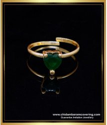 RNG408 - Gold Plated Jewellery Green Stone Adjustable Rings for Women