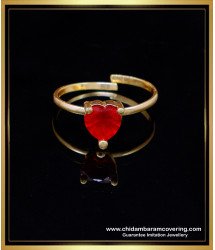 RNG409 - Attractive Red Stone Adjustable Ladies Rings Gold Design