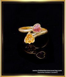 RNG420 - Cute Baby Pink Stone Heart Design Impon Gold Ladies Ring