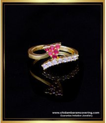 RNG424 - Unique White and Ruby Stone Gold Covering Ring for Ladies
