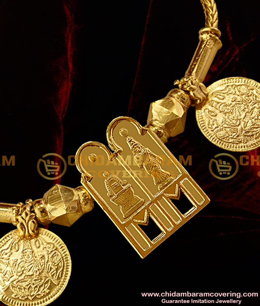 1 gm gold plated design thali, south indian gold plated jewellery online, traditional thali design, thennaimara thali, thirumangalyam design, lakshmi thali design, thali chain design latest, thali designs hindu, thali chain design gold