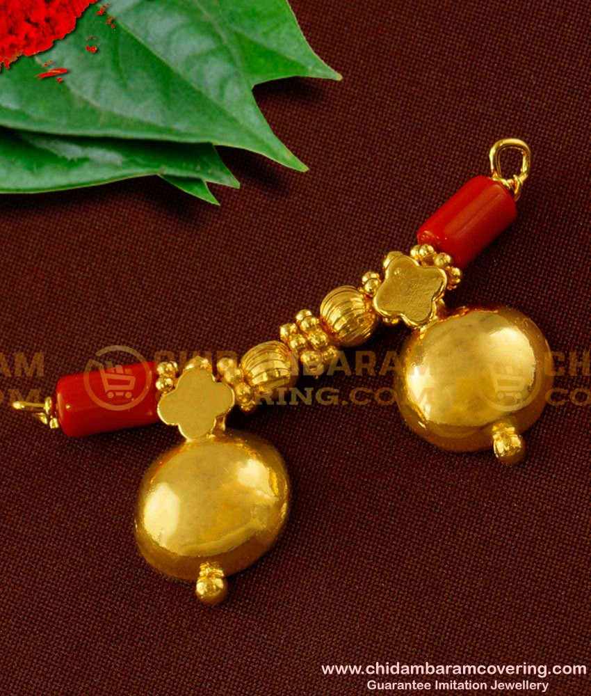 TAL34 - Double Wati With Red Pavla Traditional Mangalsutra For Women Brass Jewellery Online