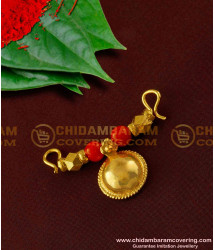 TAL39 - Single Bottu Thali / Pustelu With Red Pavla and Gold Balls Mangalsutra For Women